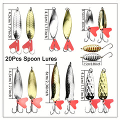 Metal Spoon Fishing Lures Kit - Spinner Baits With Box - Fishing Tackle