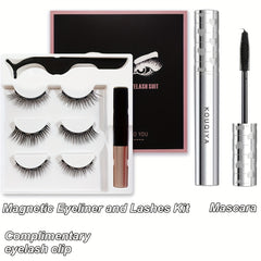 Magnetic Eyeliner And Lashes Kit 3 Pairs Natural Look False Eyelashes Set