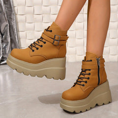 Women's Solid Thick Bottom Boots Shoes Comfortable Outdoor Boots