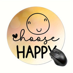 Happy Round Mouse Pad Non Slip Rubber Base Small Size 7.87 X 7.87 X 0.1 Inch