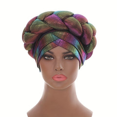 Wine Red Gradient Turban Cap with Bling Braid Vintage Headwear