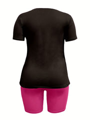 Heart & Art Print Tee & Shorts Set