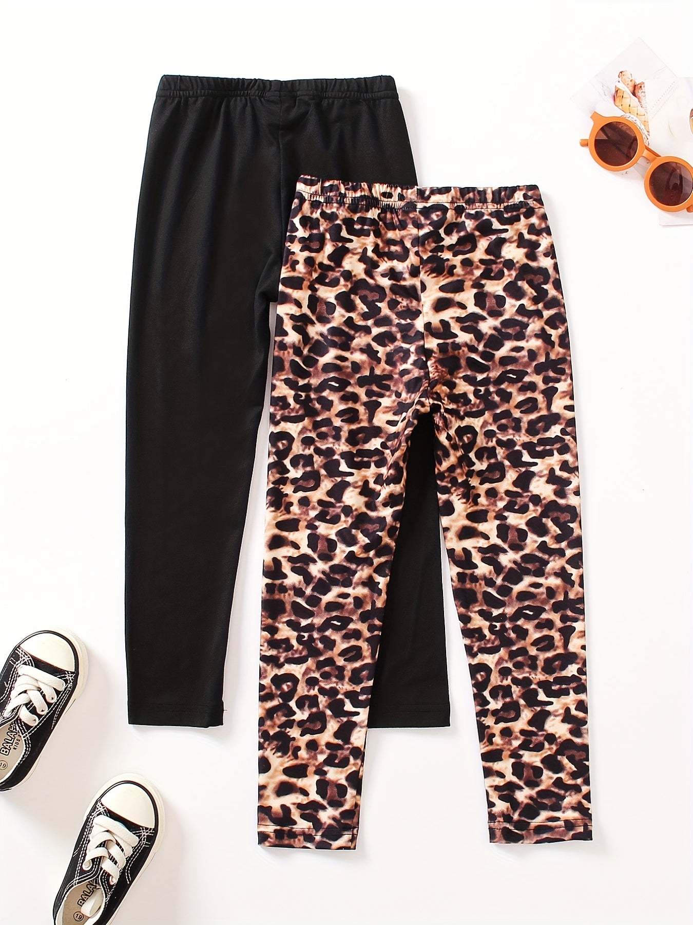 Girl's High Waisted Leopard Legging Set