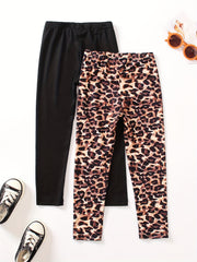 Girl's High Waisted Leopard Legging Set