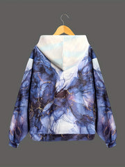 Ombre Print Sports Hooded Sweatshirt Women's Drawstring Hoodie