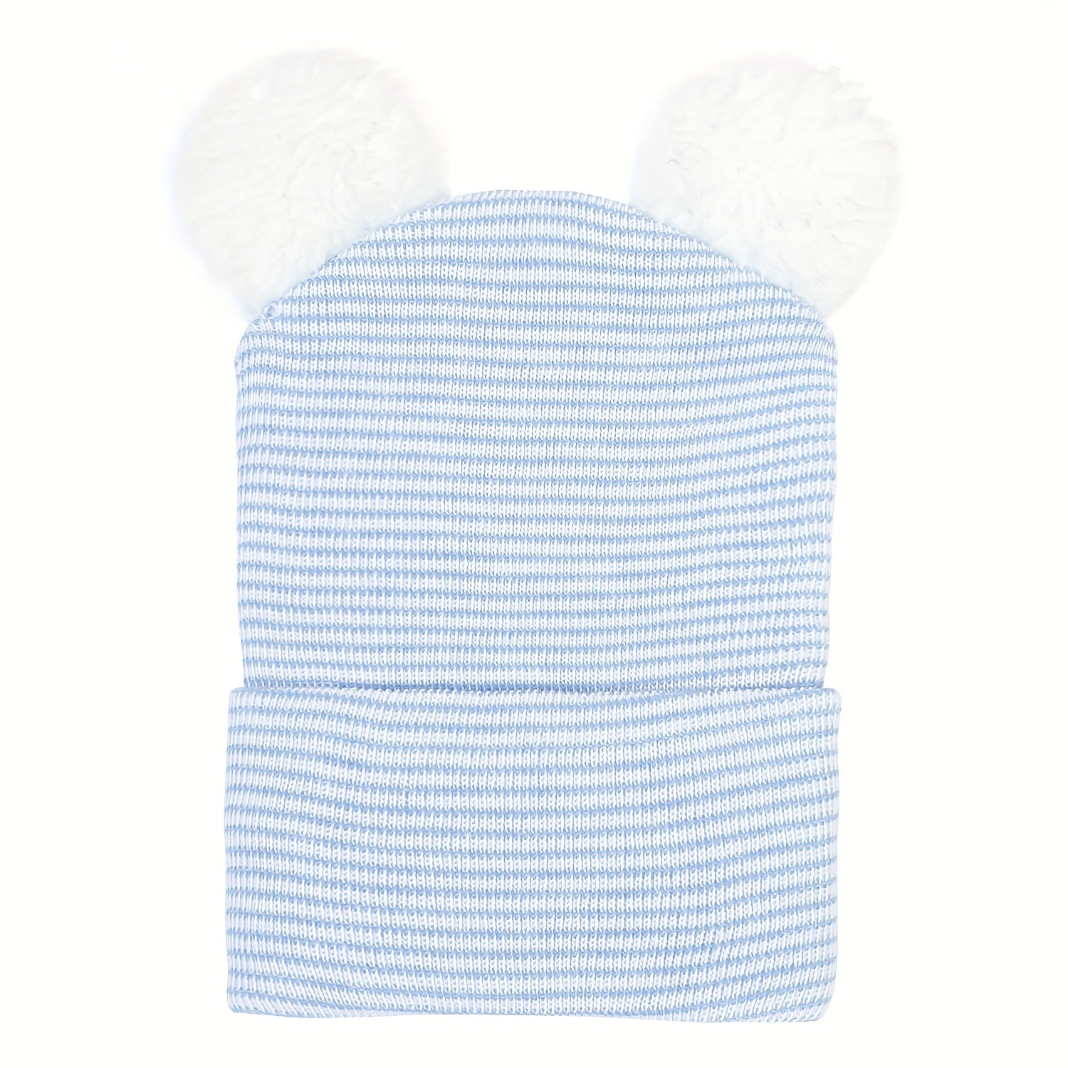 Warm Knitted Baby Hat with Double Fur Ball for Autumn and Winter