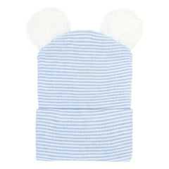 Warm Knitted Baby Hat with Double Fur Ball for Autumn and Winter
