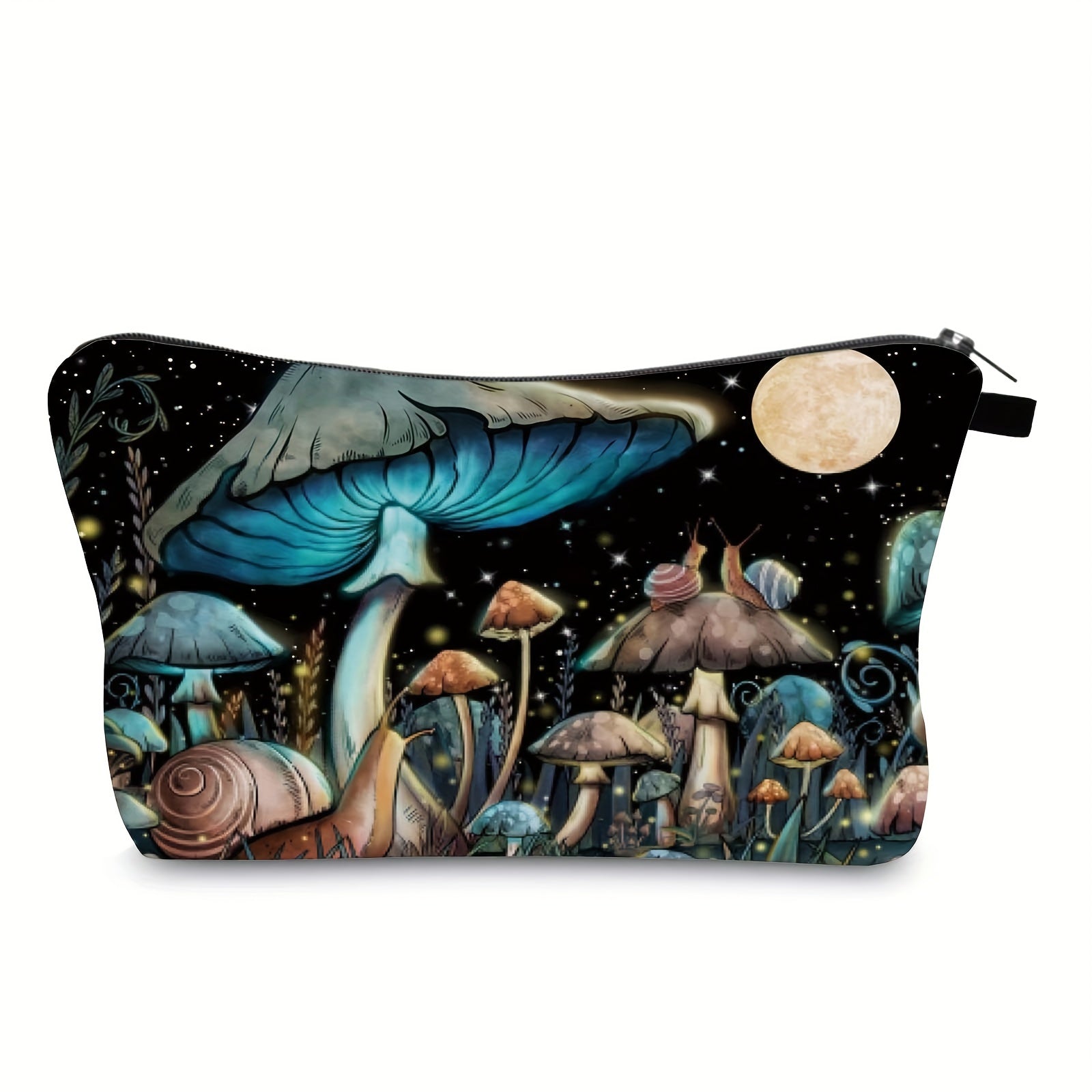 Portable Mushroom Print Makeup Bag Waterproof Cosmetic Case Travel Organizer