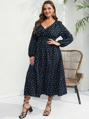 Ditsy Print Long Sleeve Maxi Dress
