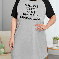 Women's Plus Letter Graphic Raglan Nightdress