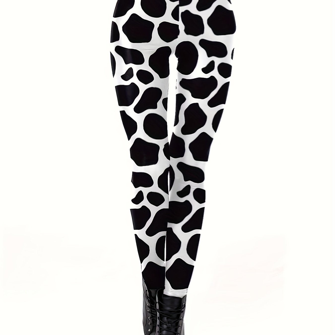 Dalmatian Print High Waist Skinny Leggings Stretchy Women's Clothing