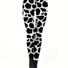 Dalmatian Print High Waist Skinny Leggings Stretchy Women's Clothing