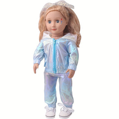 Candy Sweatsuit 18 Inch 2pcs Set Hooded Sun Protection Sweatsuit for Doll