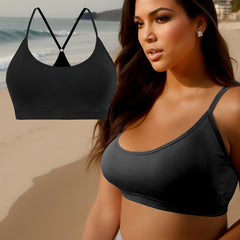 Plus Size Sports Bra Women's Scoop Neck Medium Stretch Fitness Bra