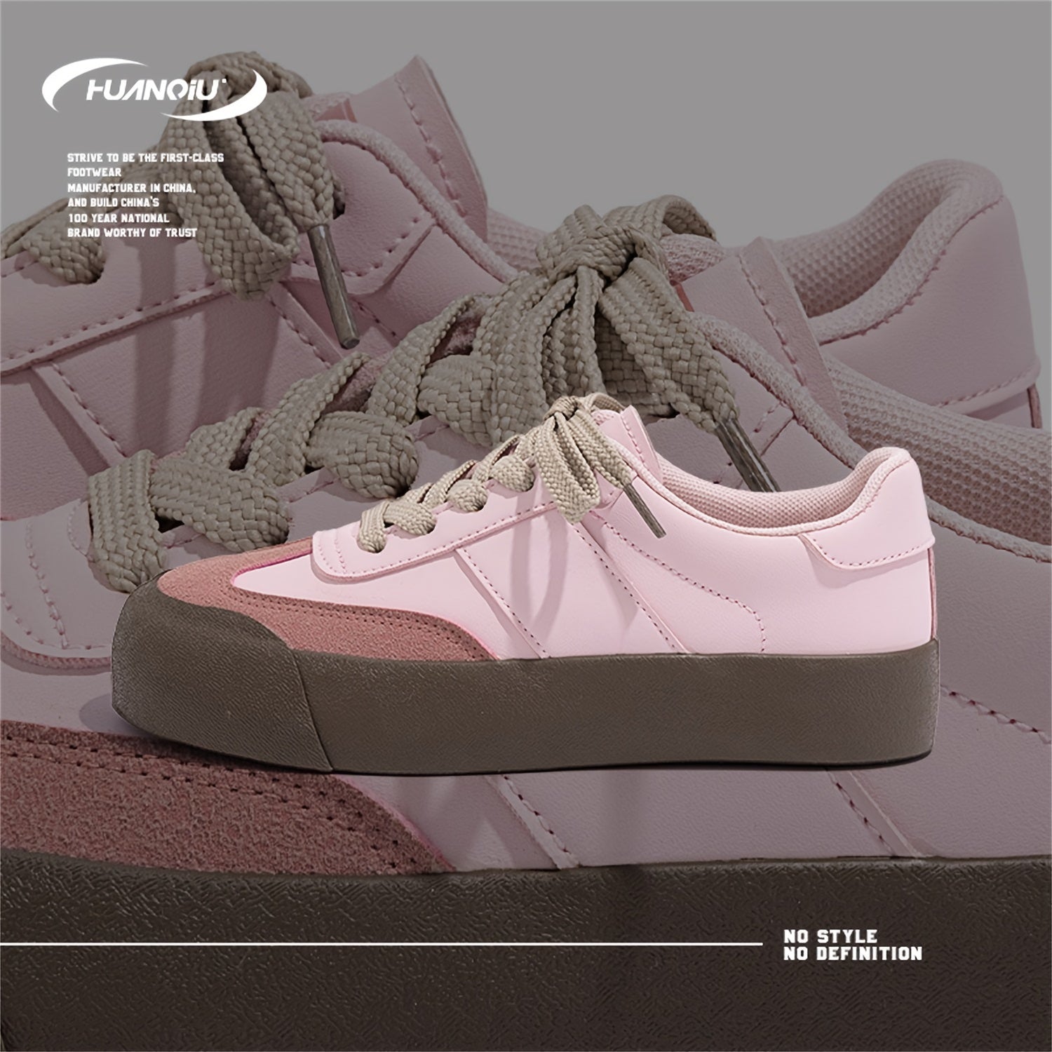 HUANQIU Lace-up Lightweight Non-slip Low Sneakers for Women