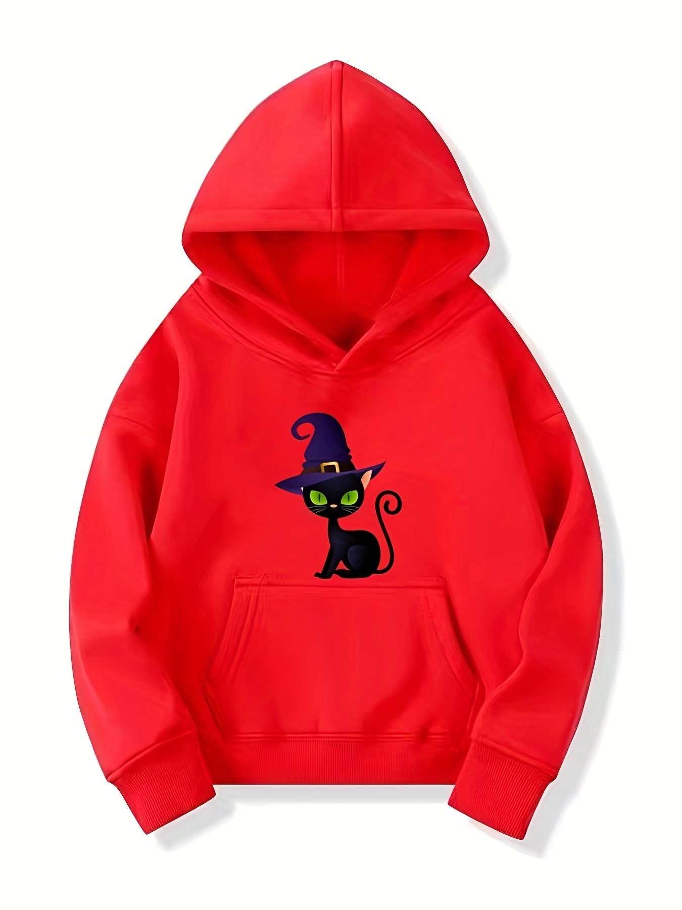 Kitten Witch Hat Hoodie Girls Halloween Top Kids Gift