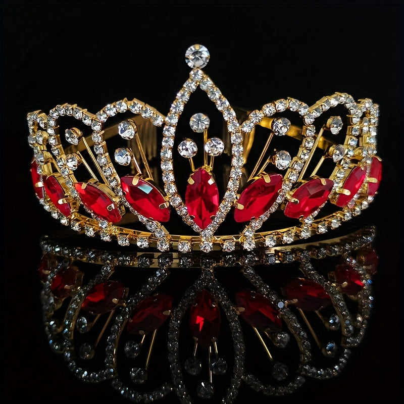 Red Crystal Tiara Queen Crown Headband