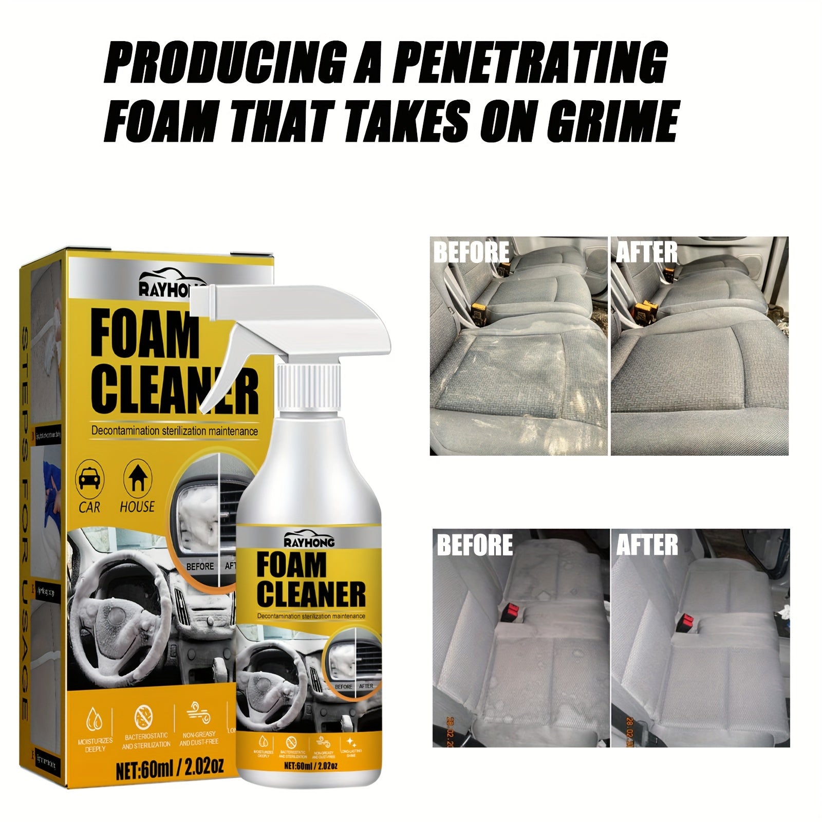 Car Interior Foam Cleaner for Seat, Ceiling & Instrument Panel