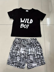 Toddler Boys Letter Print Top & Camo Shorts Set