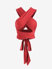 Y2K Kpop Crisscross Tie Back Crop Tank Top