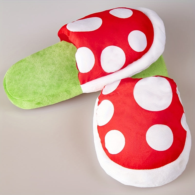 Polka Dot Pattern Slippers Plush Lined Warm Home Shoes