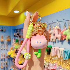 Cartoon Resin Tulip Keychain Doll Keyring Small Ornament For Car Bag