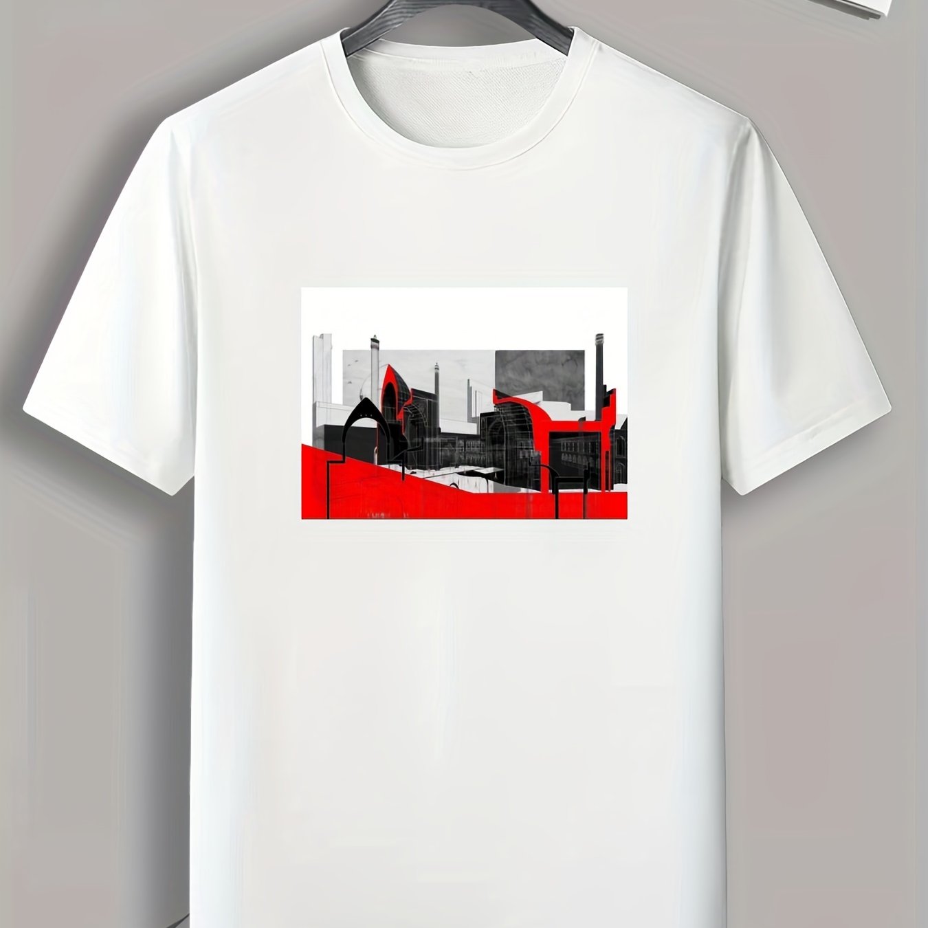 Architecture Print Men's Comfy T shirt Active Slightly Stretch Tee