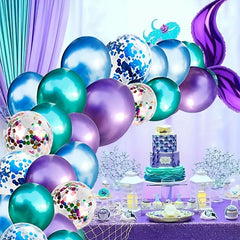 44pcs Mermaid Tail Glitter Balloon Set Party Birthday Decoration