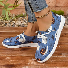 Women's Halloween Pumpkin & Spiderweb Canvas Shoes
