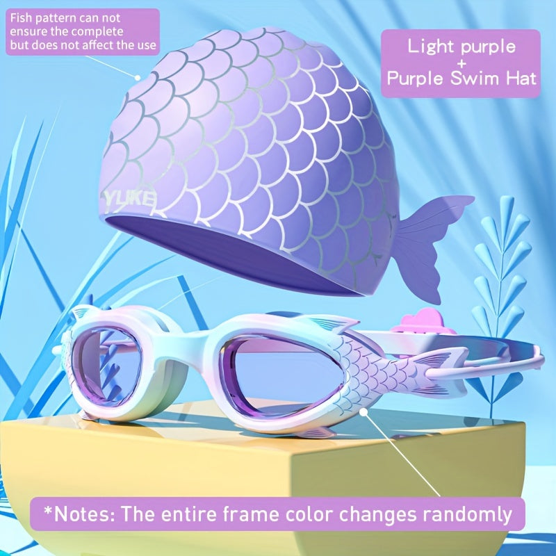 Children Swimming Goggles & Cap Set Waterproof Clear Vision for Boys and Girls