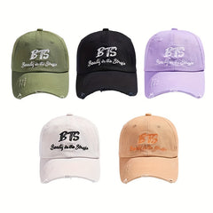 B T S Distressed Denim Baseball Cap