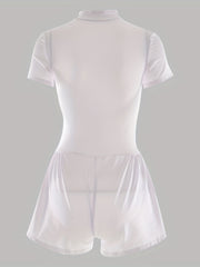 Short Sleeve Active Jumpsuits Stretchy Slim Fitted Bodycon Yoga Romper