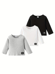 Baby 3pcs Letter Patched Detail Pullover Tops Sweatshirt