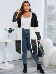 Colorblock Cable Long Sleeve Cardigan