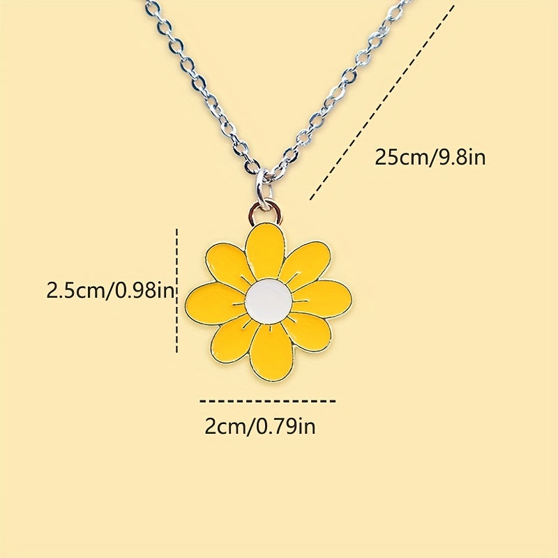 Girls Cartoon Flower Pendant Metal Necklace Stainless Steel Holiday Gift