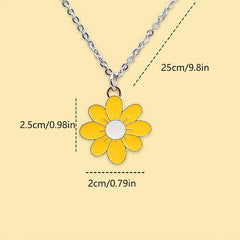 Girls Cartoon Flower Pendant Metal Necklace Stainless Steel Holiday Gift