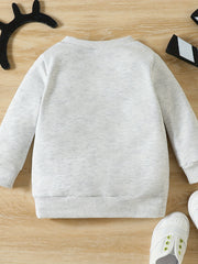Autumn Boys Cow Head Letter Print Casual Sweatshirt Pullover