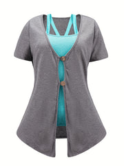 Solid Round Neck Cami Top & Tee Set