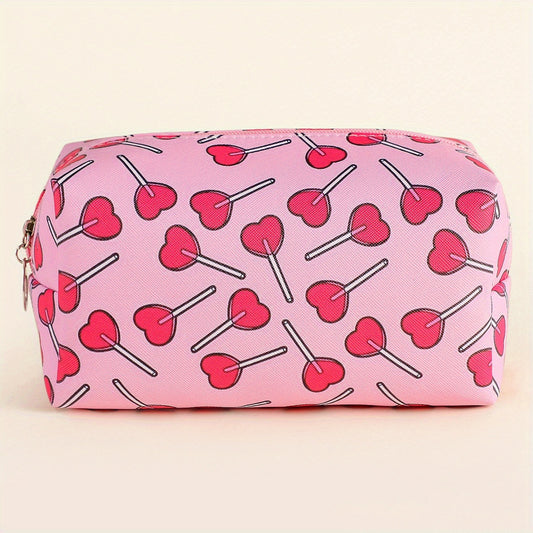 Pink Print Makeup Bag for Young Girls Woman