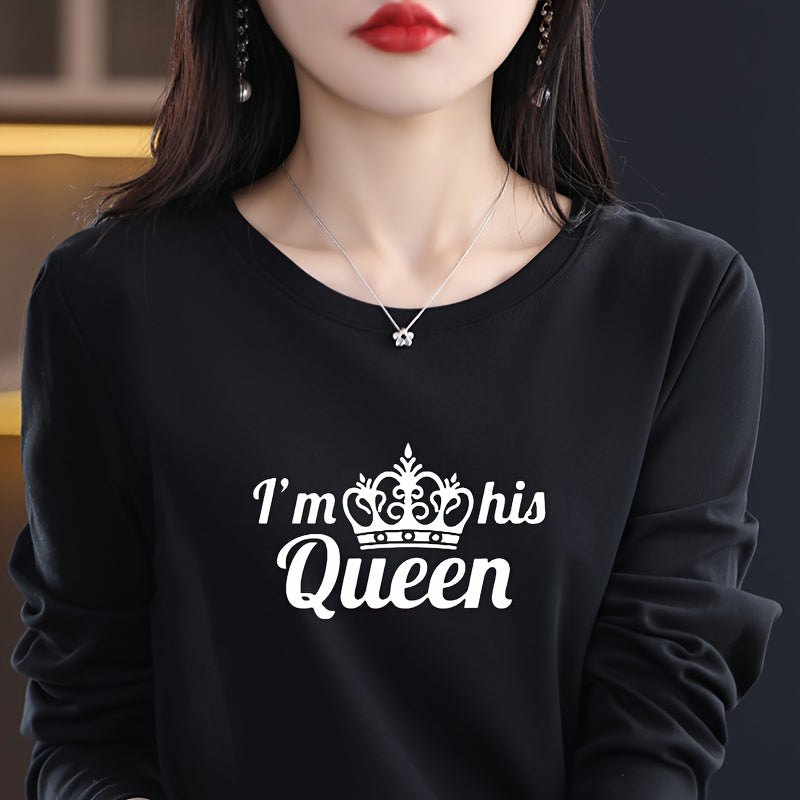 Crown Letter I'm His Queen Pattern Iron on Sticker