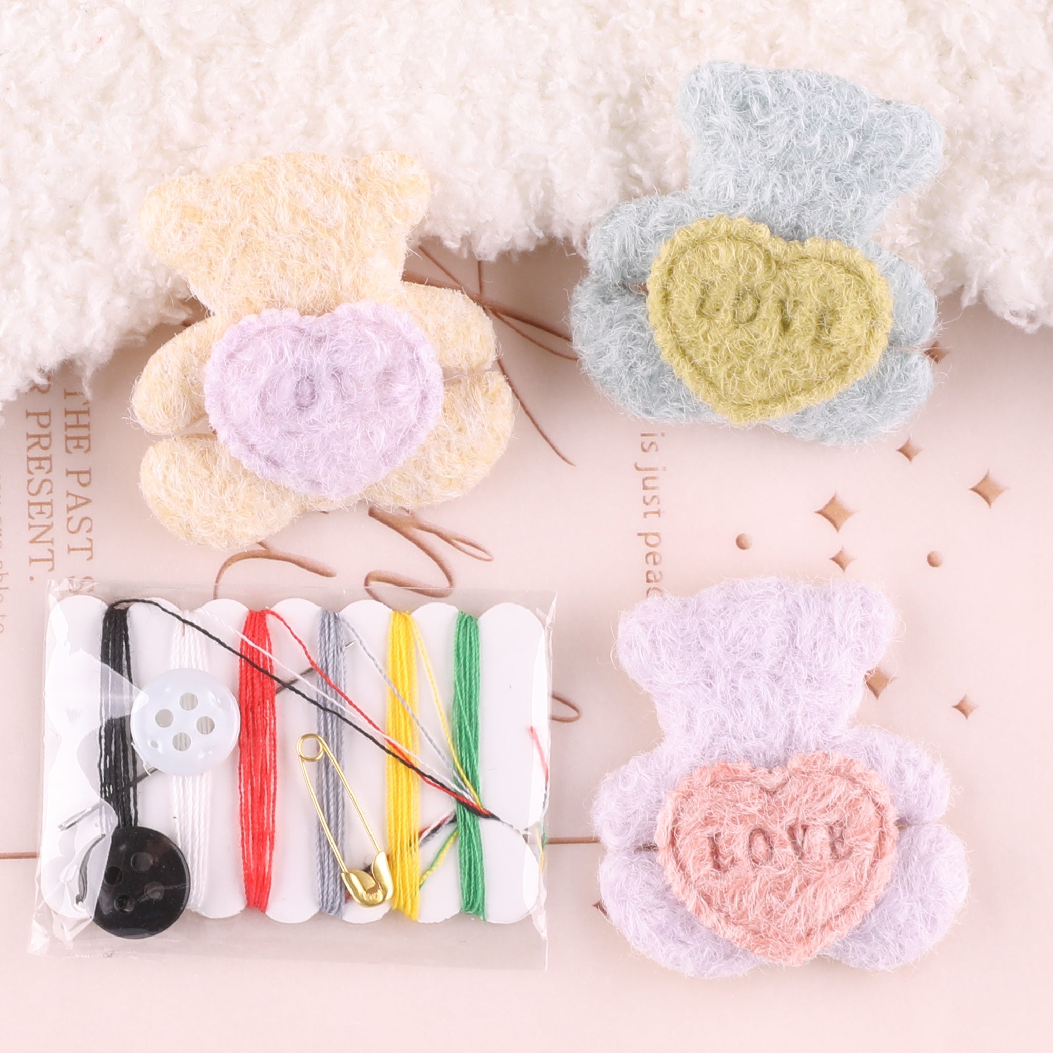 4pcs Plush Love Bear Patches For Girls Clothing DIY