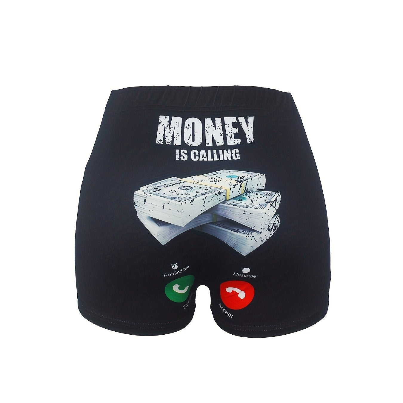 Money Is Calling Print Skinny Shorts
