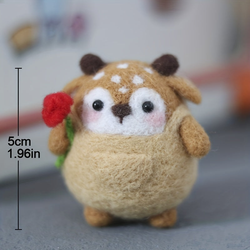 1pc Deer Wool Felt Poking Diy Material Bag Creative Needle Felting Gift