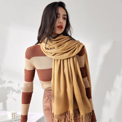 Cashmere Solid Scarf Cold Weather Scarves Wraps For Women Girls Her