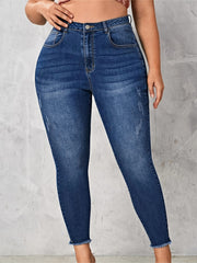 Plus Solid High Rise Skinny Jeans