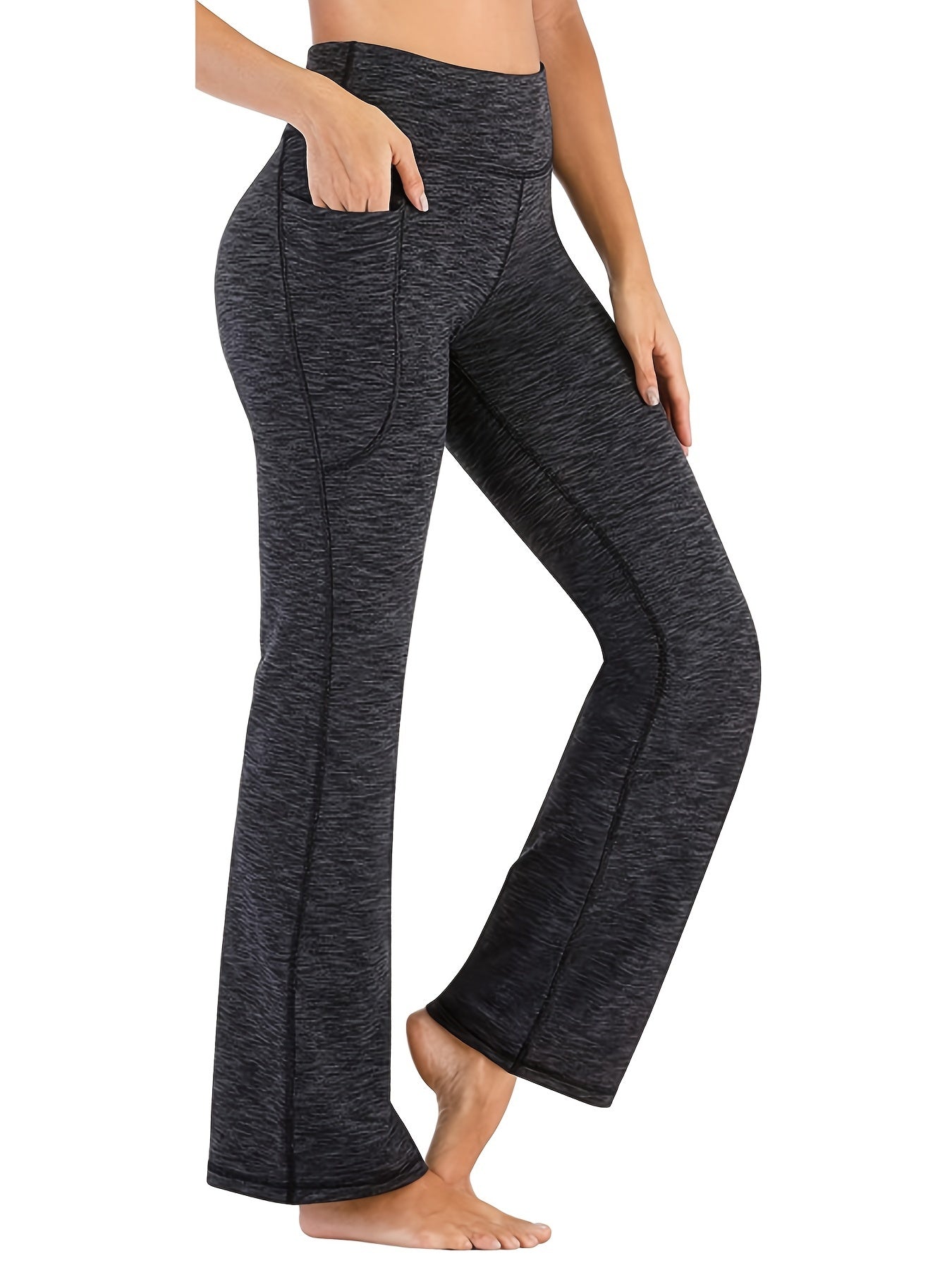High Waist Bootcut Yoga Leggings with Pocket