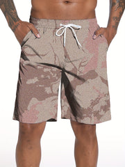Camouflage Digital Print Men's Drawstring Sports Shorts with Pockets