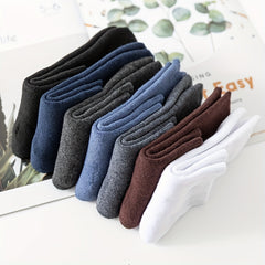 7 Pairs Warm Ankle Socks Moisture-Wicking Solid Color