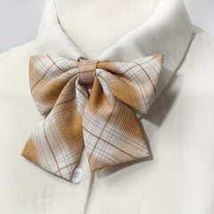 2pcs Plaid Bow Tie Neck Tie Orange Bow Tie For Women Dress Shirt