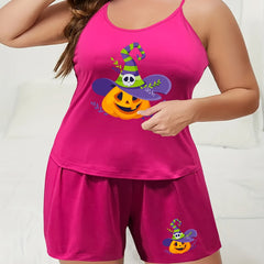 Witch Hat Pumpkin Print Cami & Shorts Pajama Set